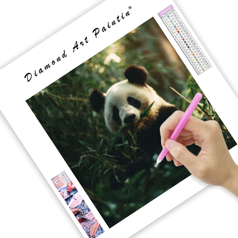 Panda som äter bambu – Diamantmålning