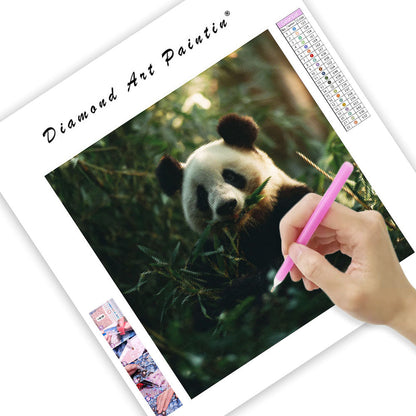 Panda som äter bambu – Diamantmålning