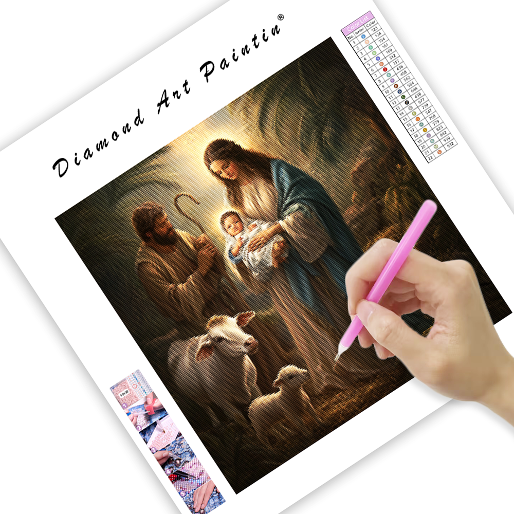 Heliga familjen i Jesu födelse - Diamond Painting