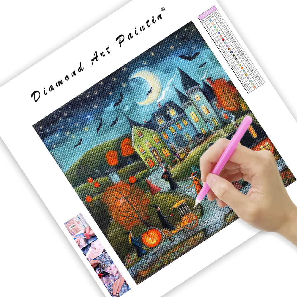 En pittoresk Halloween - Diamond Painting