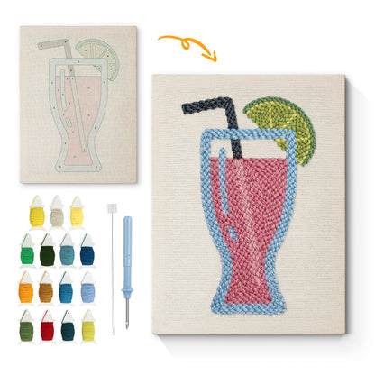 Rosa drink med lime – Punch needle-broderi