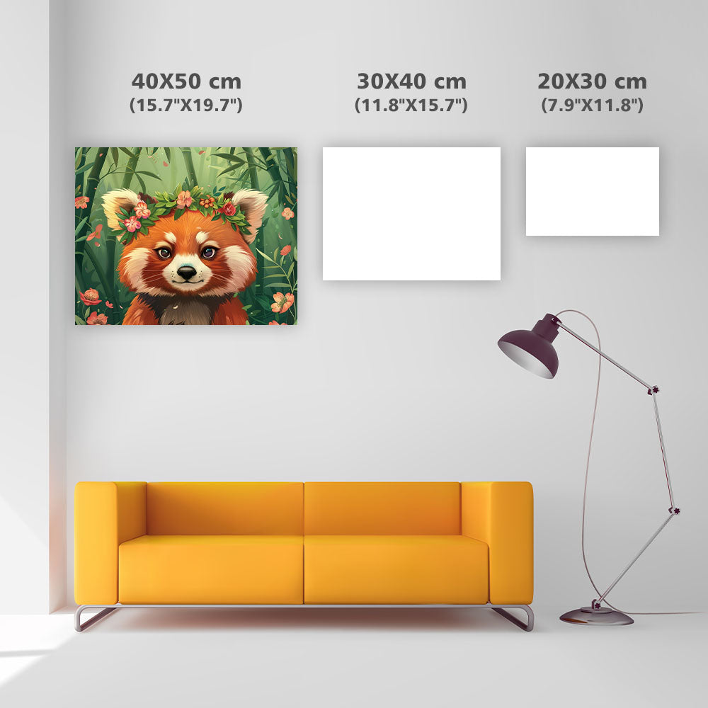 Röd panda med bambu – Diamantmålning
