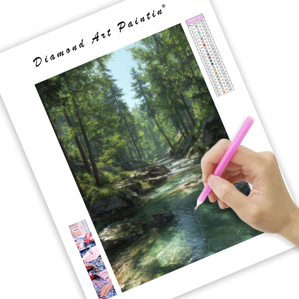 Bergsbäck på våren – Diamantmålning