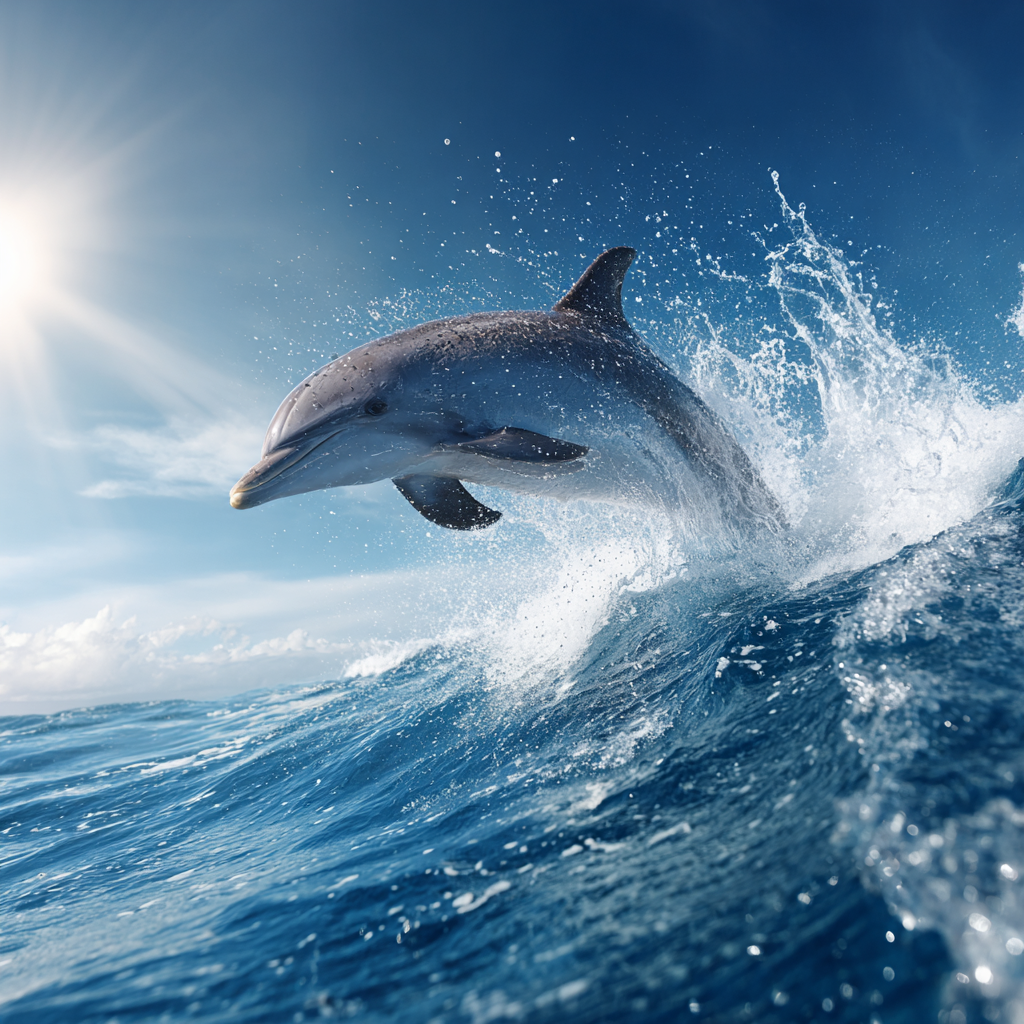 Delfin som Hoppar ur Havet - Diamantmålning