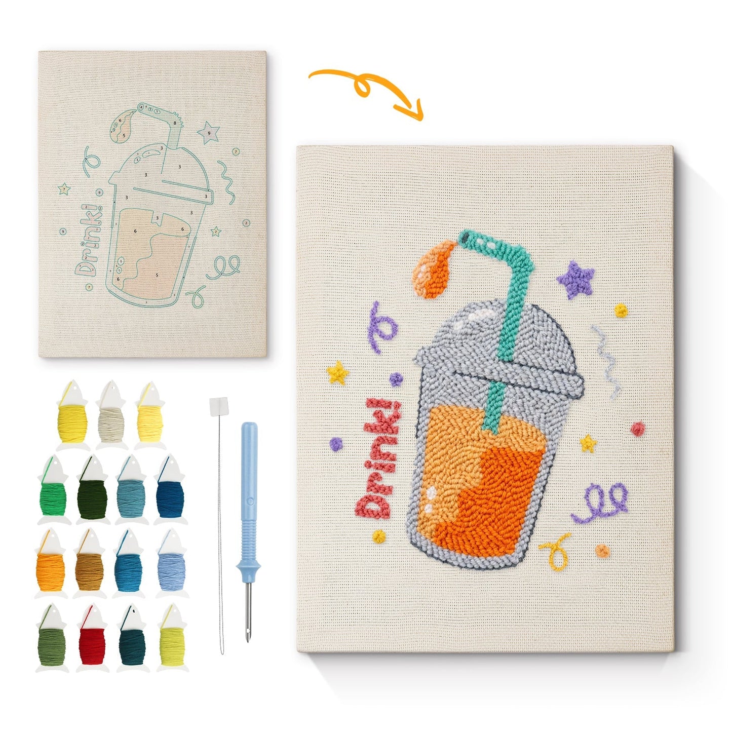 Juicedryck – Punch needle-broderi
