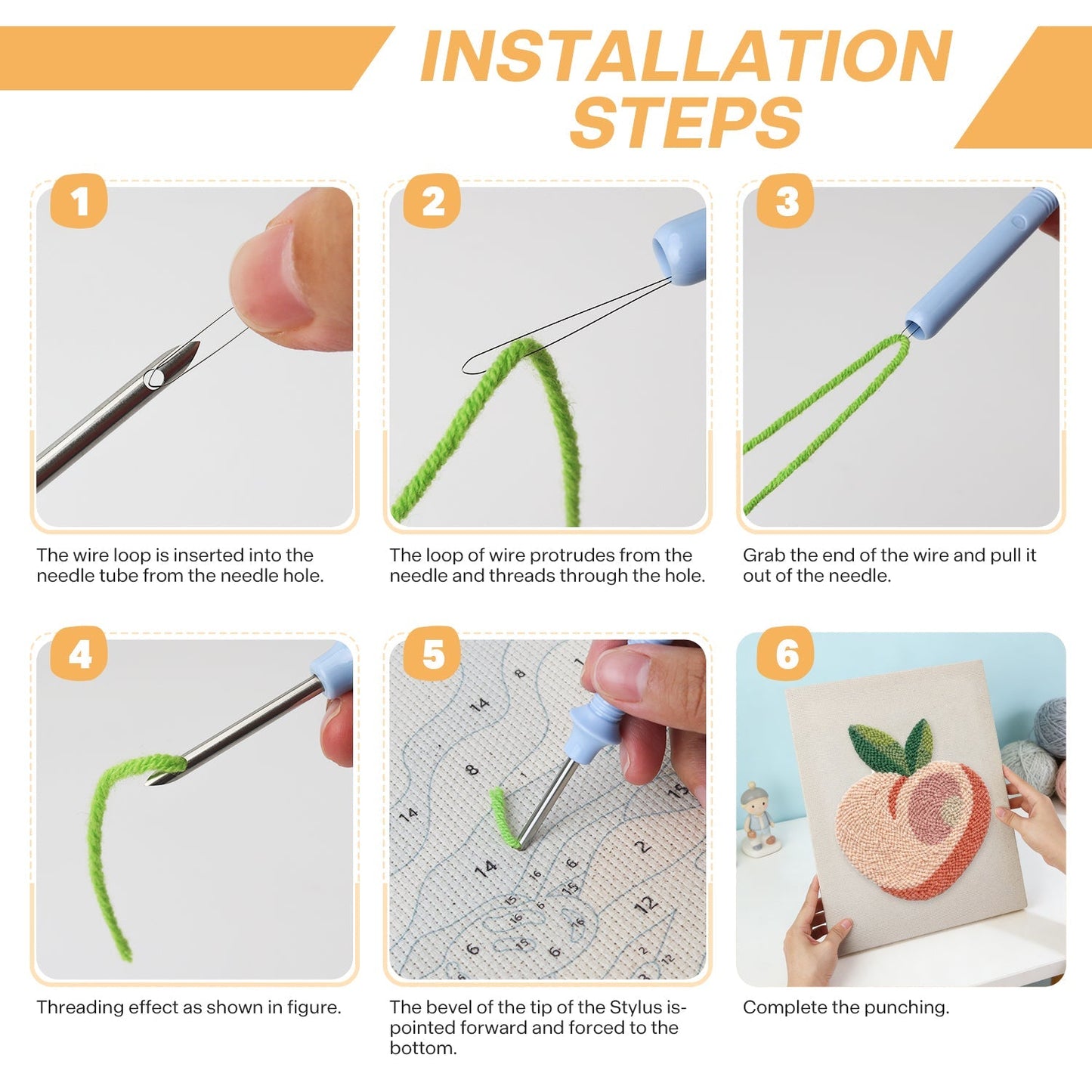 Persikobroderi – Punch needle-broderi