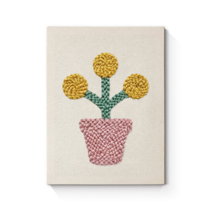 Rosa blommor i kruka – Punch needle-broderi