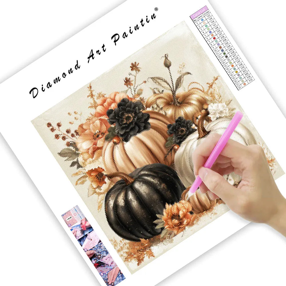 Pumpor och blommor - Diamantmålning