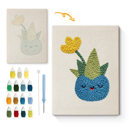 Glad blommande kaktus – Punch needle-broderi