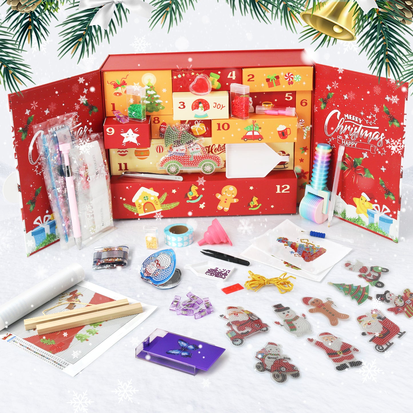 Diamantmålning Julmysterie Presentask-Röd-2