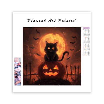 Halloweenkatt på pumpa - Diamantmålning