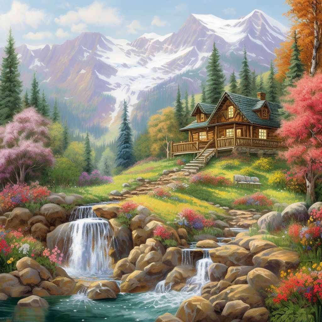 Timmerstuga i skogen - Diamond Painting