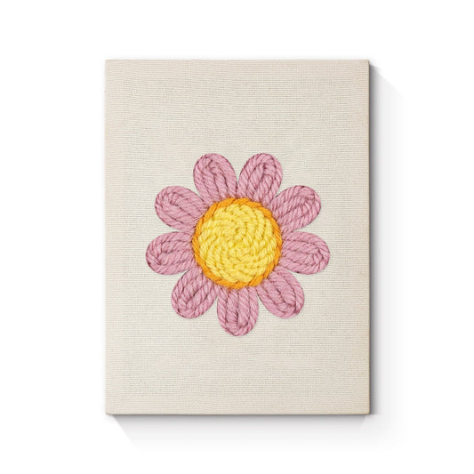 Rosa prästkrage – Punch needle-broderi