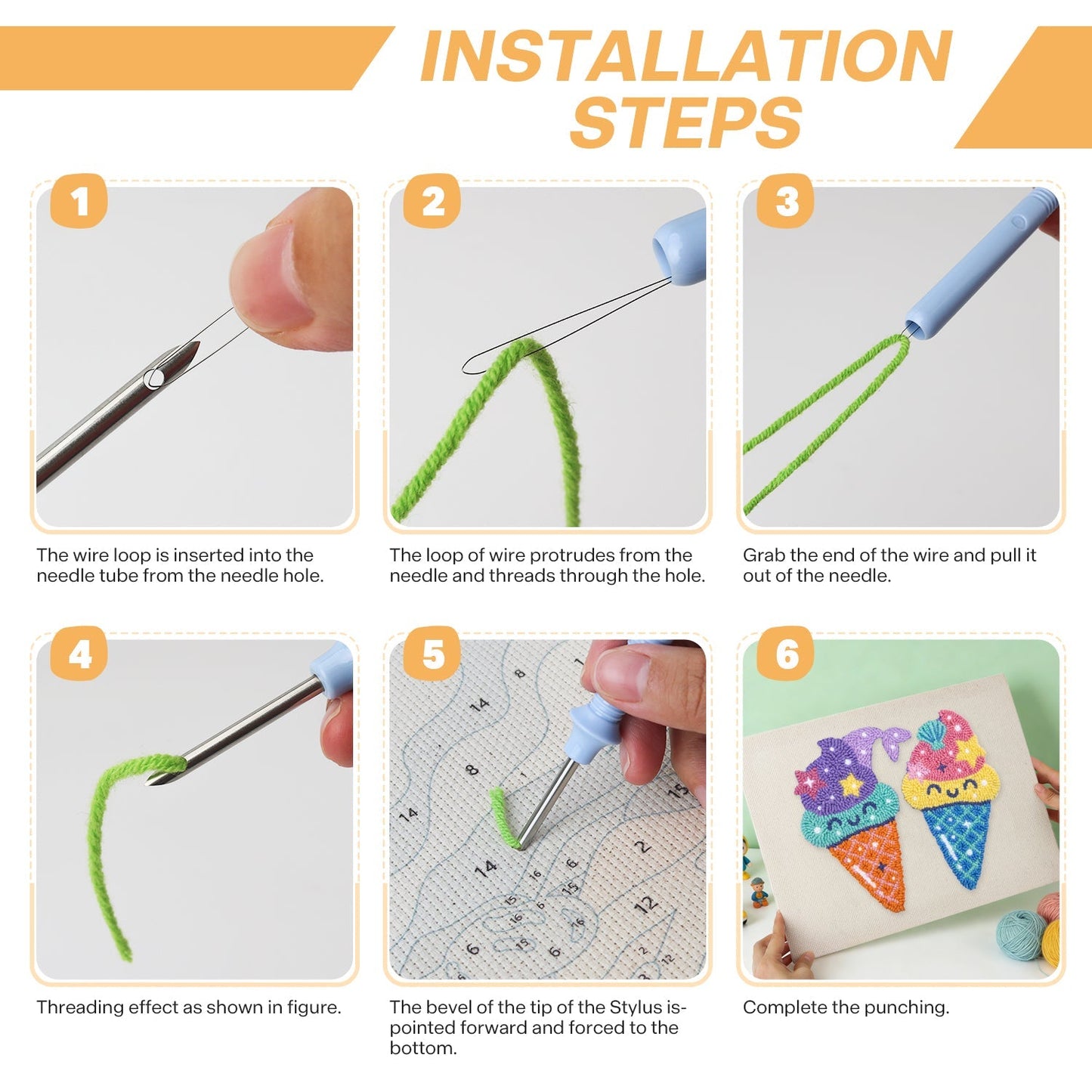 Glasstrutar – Punch needle-broderi