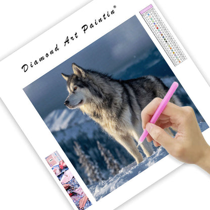 Alaskan malamute med eftertänksam blick – Diamantmålning