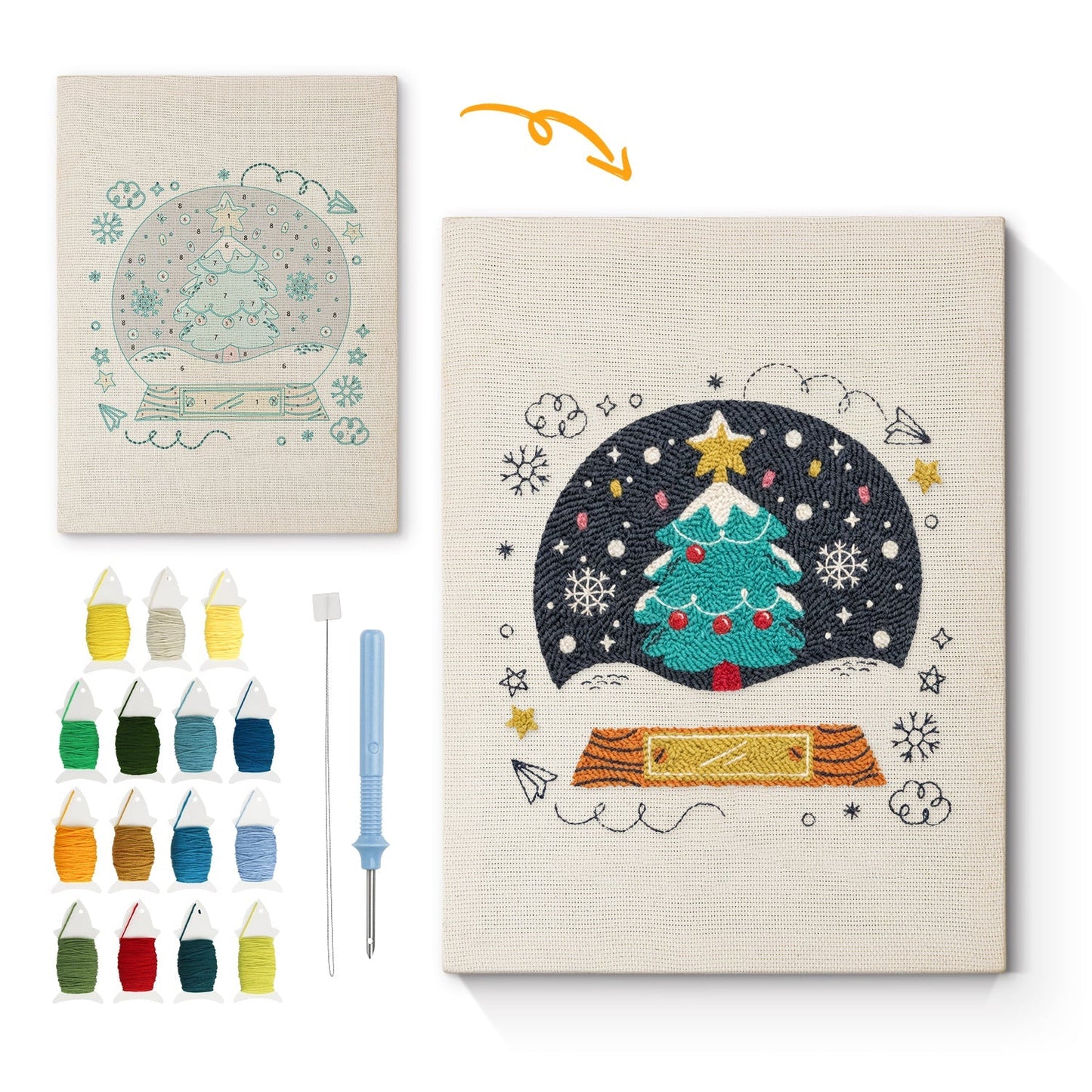 Julgransscen – Punch needle-broderi