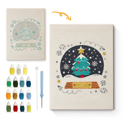 Julgransscen – Punch needle-broderi