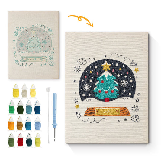 Julgransscen – Punch needle-broderi