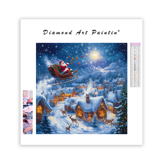 Tomtens SläDe öVer SnöIg By - DiamantmåLning