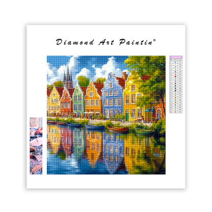 Pittoreska Riverside Town - DiamantmåLning