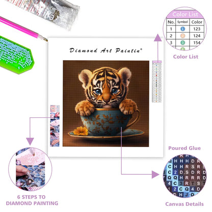 Bedårande tigerunge – Diamantmålning
