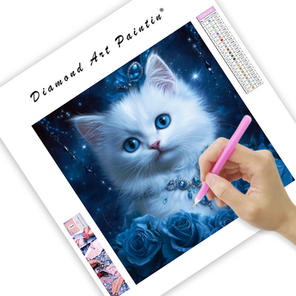 Kunglig blå kattunge - diamantmålning
