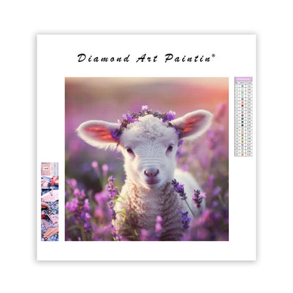 Lamm bland lavendel – Diamantmålning