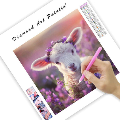 Lamm bland lavendel – Diamantmålning