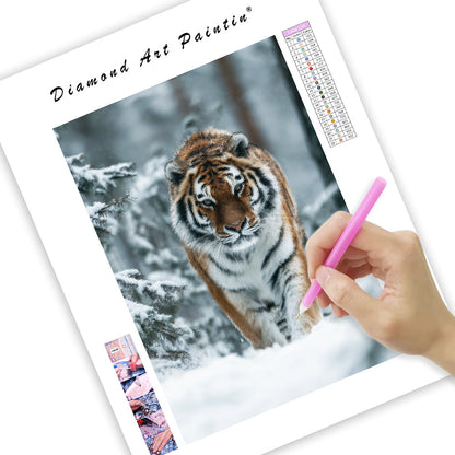 Sibirisk tiger i snö – Diamantmålning