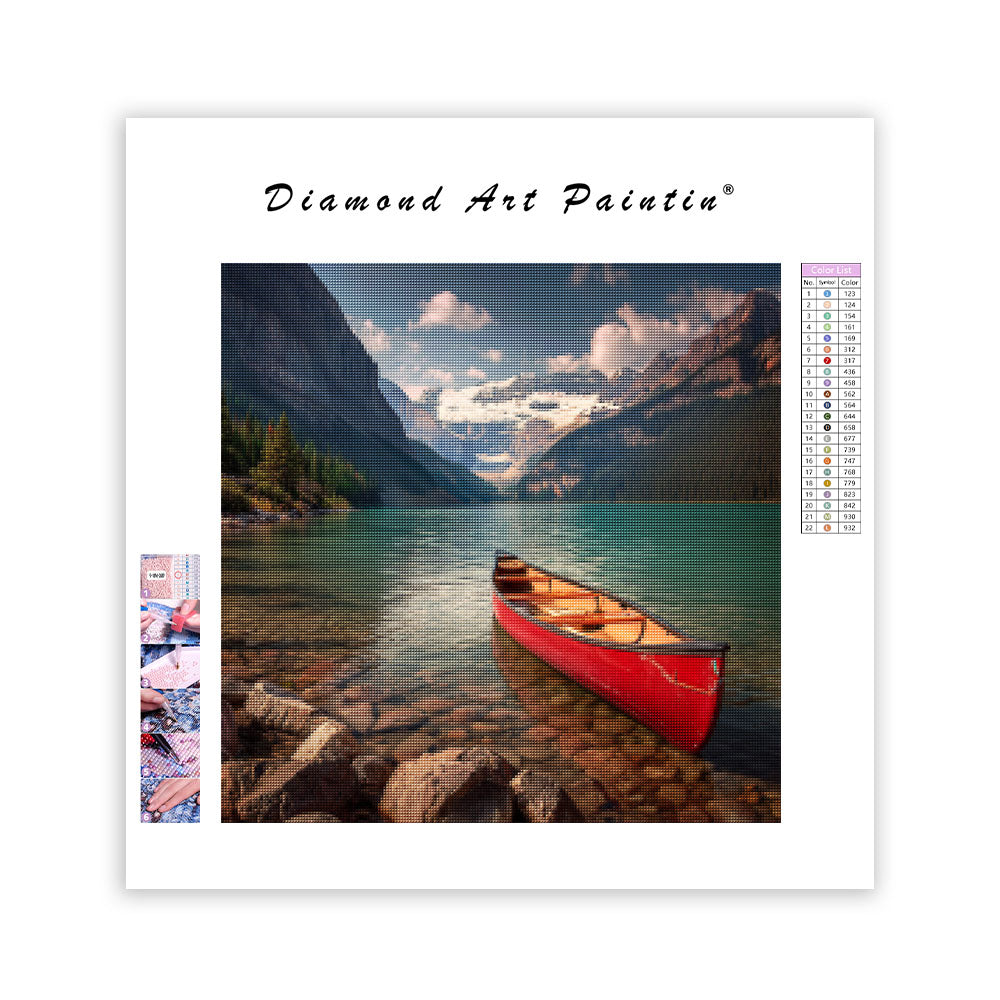 Lake Louise Emerald Canoe - Diamantmålning