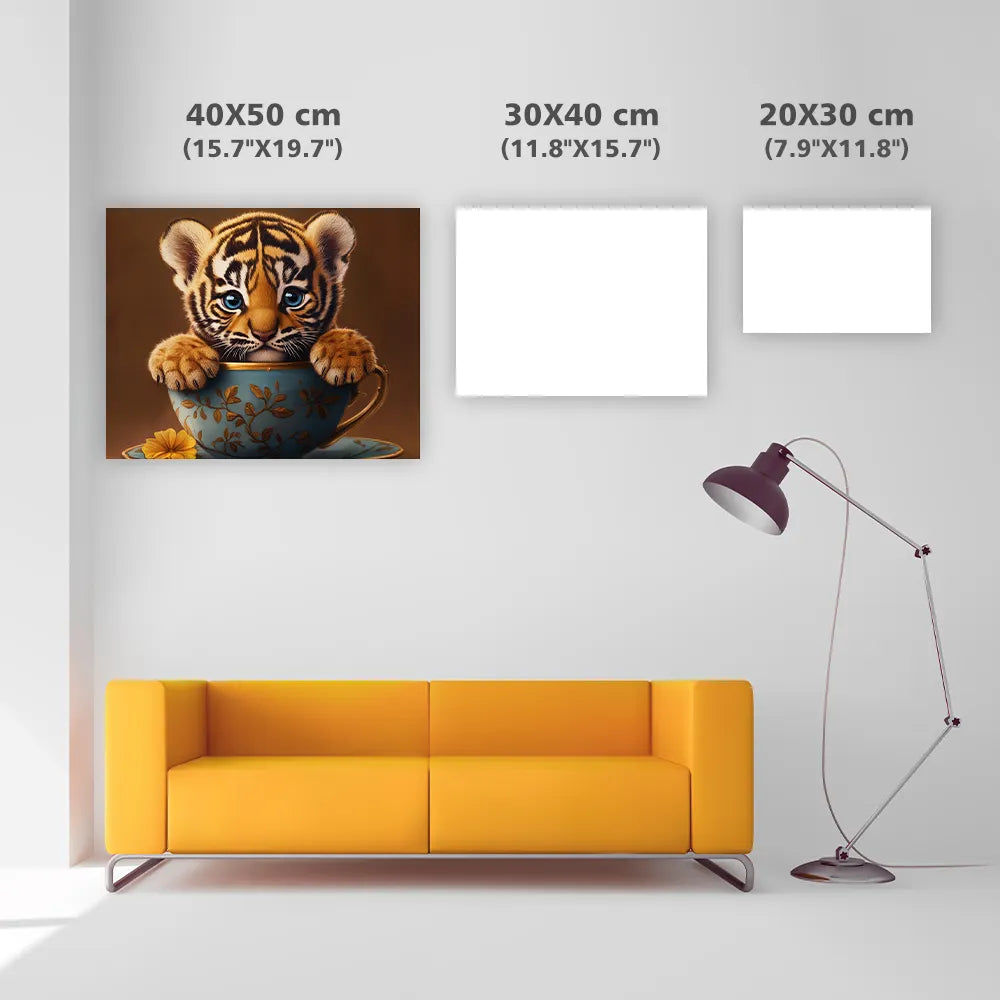 Bedårande tigerunge – Diamantmålning