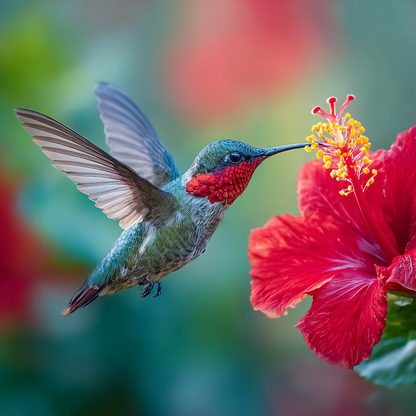 Kolibri- och hibiskusögonblick - Diamantmålning
