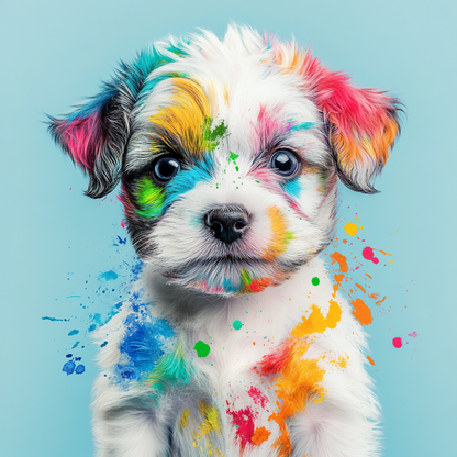 Färgglad målad valp - Diamond Painting