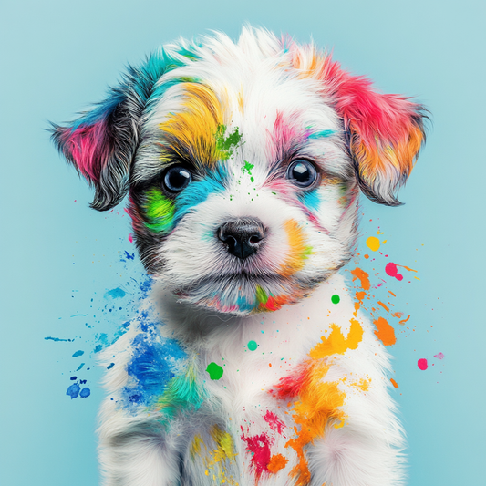 Färgglad målad valp - Diamond Painting