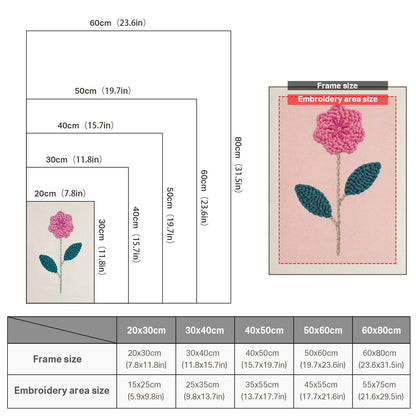 Rosa blomstjälk – Punch needle-broderi