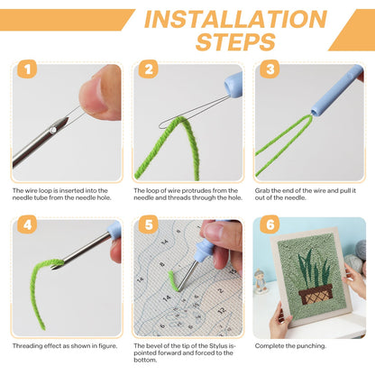 Grön växt – Punch needle-broderi
