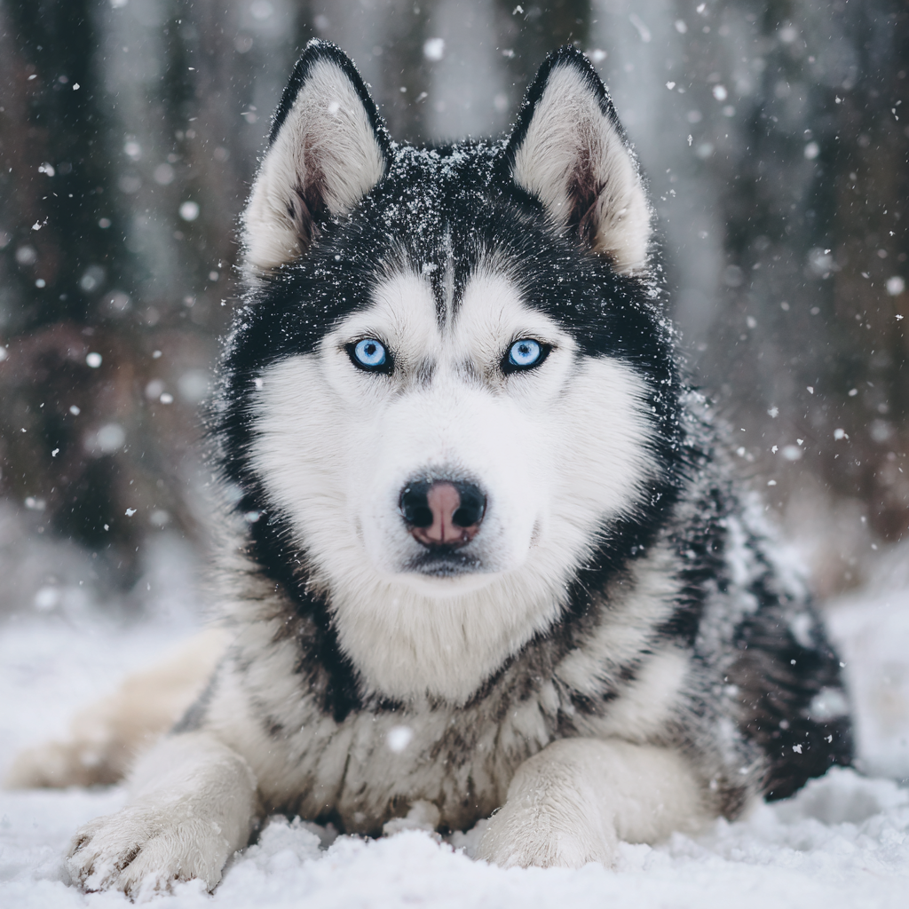 Husky i snön – Diamantmålning