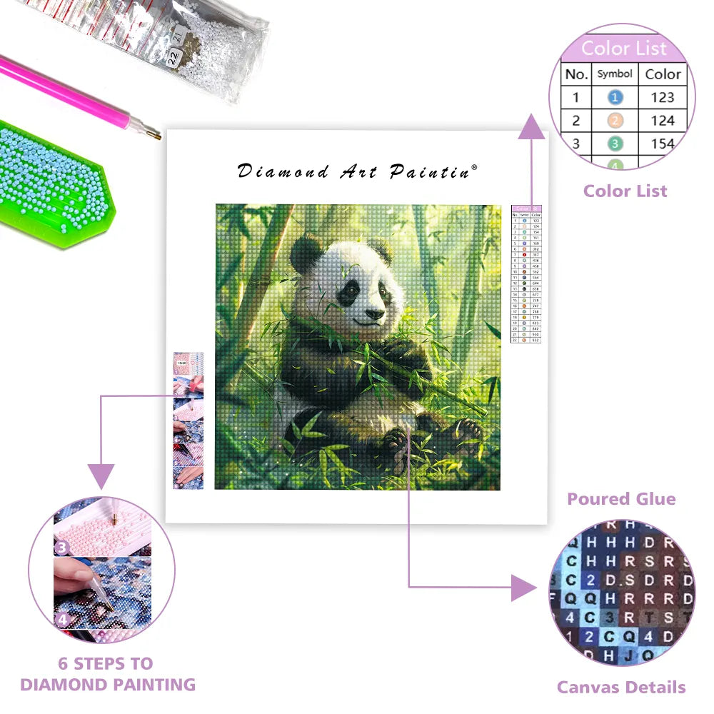Panda I Bambuskogen - DiamantmåLning