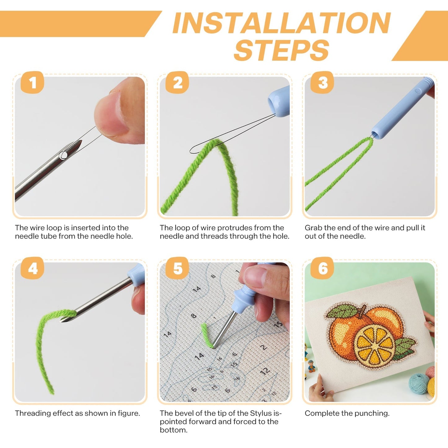 Citrusfrukter – Punch needle-broderi