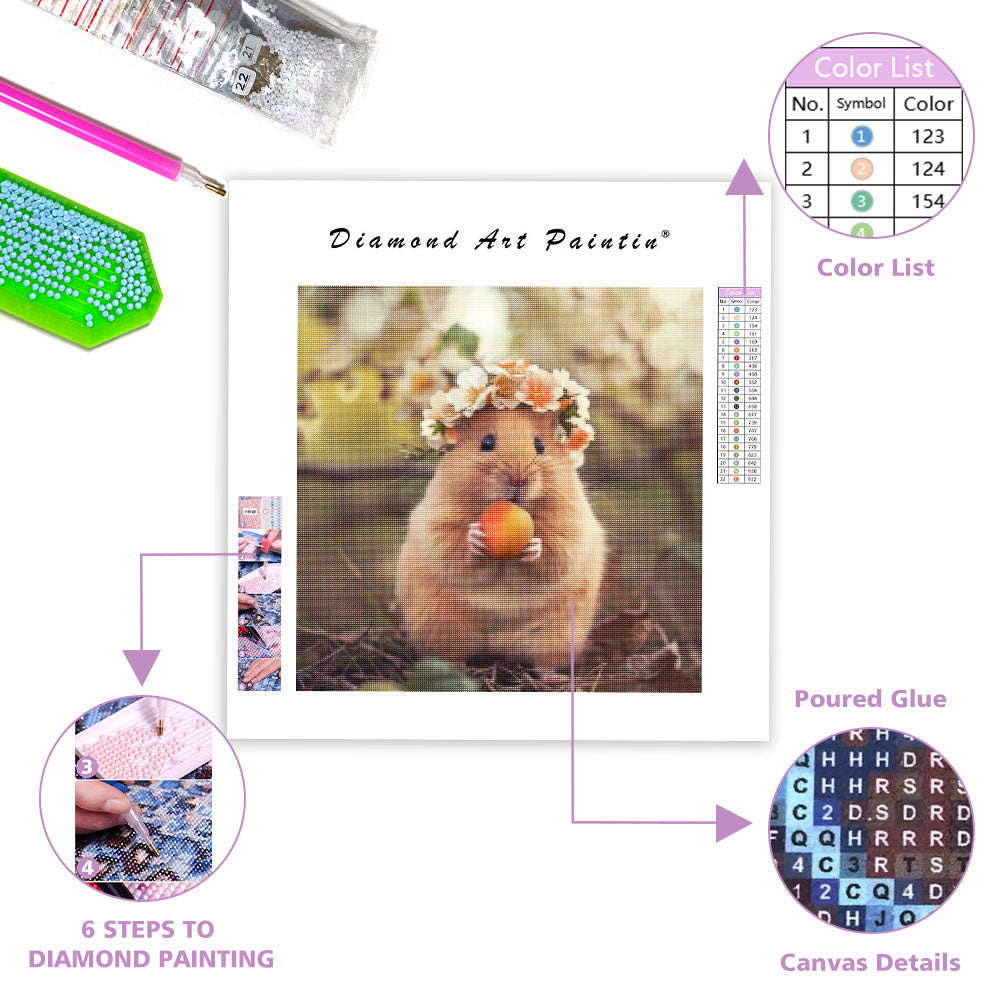 Persikohamster – Diamantmålning