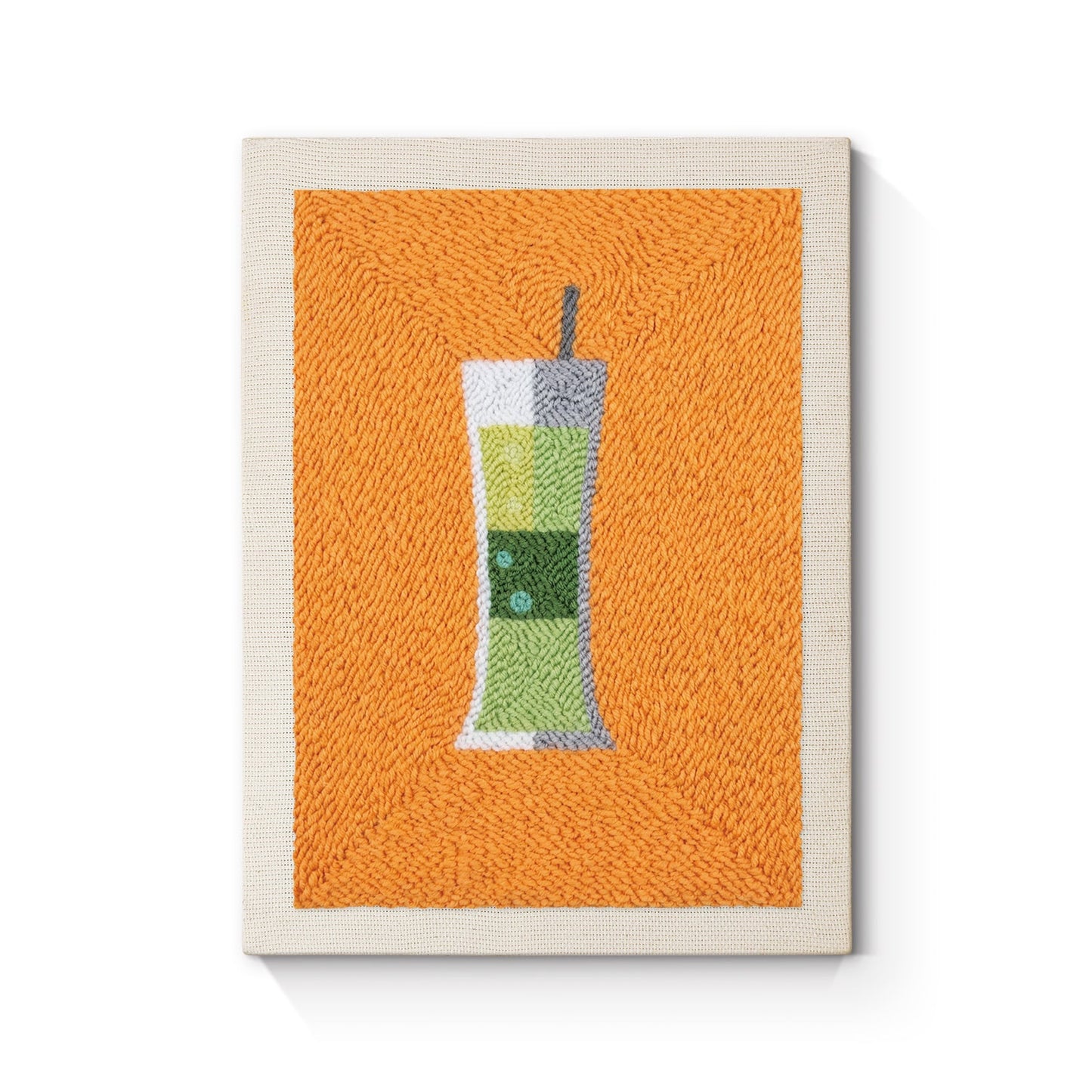 Grön drink – Punch needle-broderi