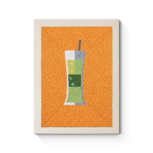 Grön drink – Punch needle-broderi