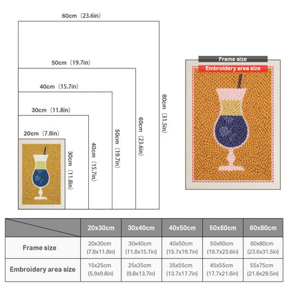 Blå cocktail – Punch needle-broderi