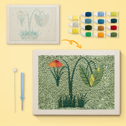 Färgstark växt – Punch needle-broderi