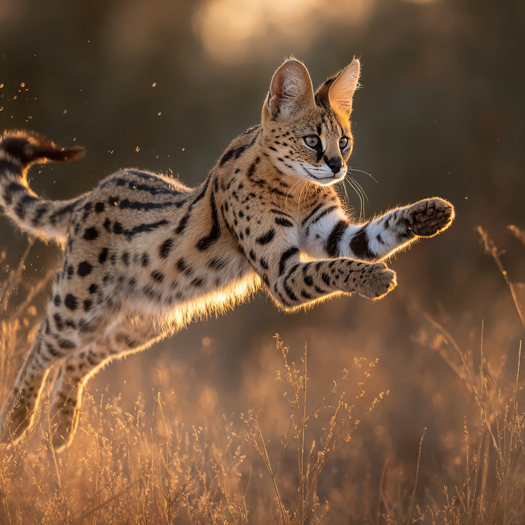 Hoppande serval – Diamantmålning