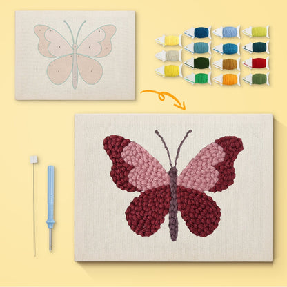 Lila fjäril – Punch needle-broderi