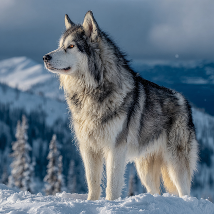 Alaskan malamute med eftertänksam blick – Diamantmålning
