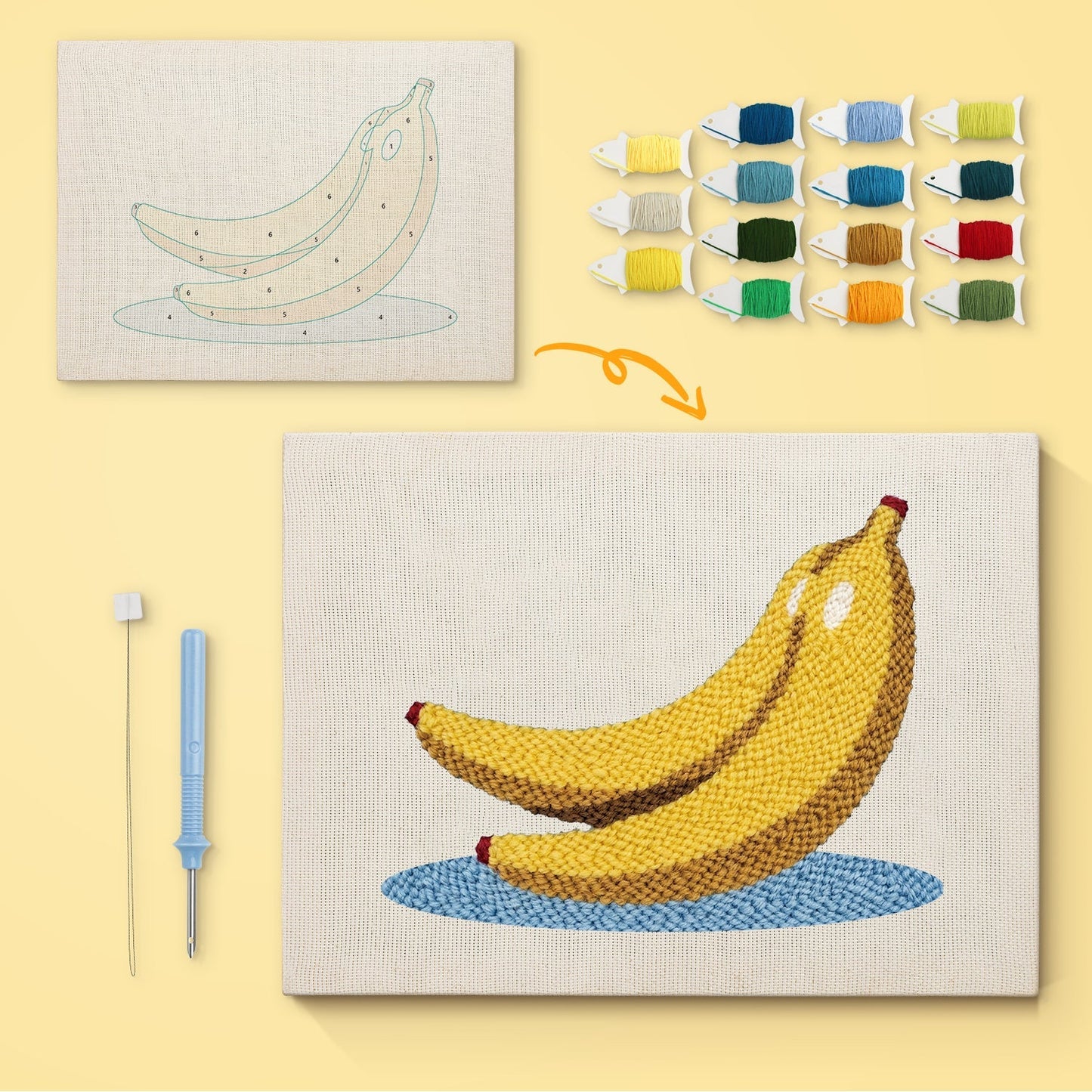 Bananbroderi – Punch needle-broderi
