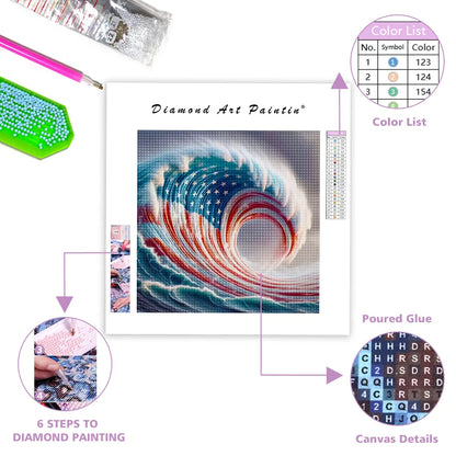 Amerikanska Flaggan I Ocean Wave - DiamantmåLning